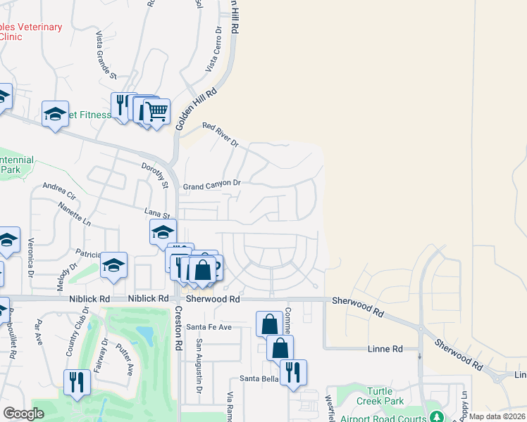 map of restaurants, bars, coffee shops, grocery stores, and more near 310 Primrose Lane in Paso Robles
