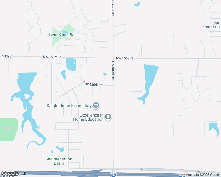 map of restaurants, bars, coffee shops, grocery stores, and more near 8001 Northwest 146th Street in Oklahoma City