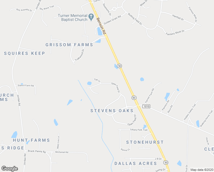 map of restaurants, bars, coffee shops, grocery stores, and more near 1004 Open Field Drive in Garner