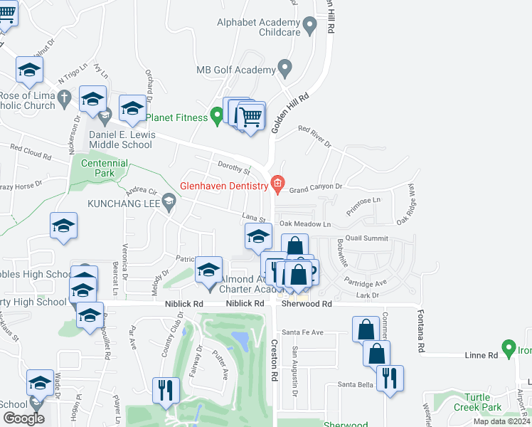 map of restaurants, bars, coffee shops, grocery stores, and more near 1253 Dorothy Street in Paso Robles