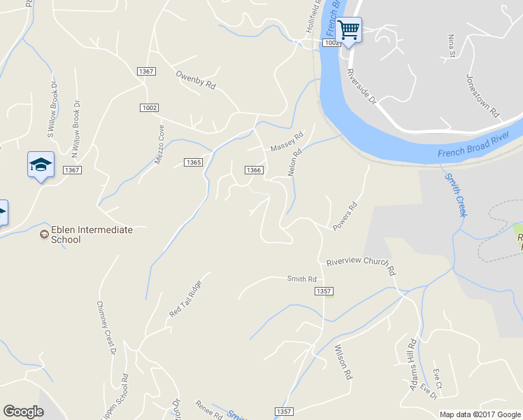 map of restaurants, bars, coffee shops, grocery stores, and more near 18 Timber Moss Drive in Asheville