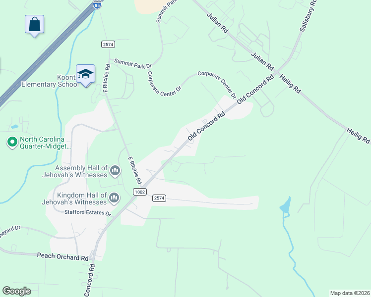map of restaurants, bars, coffee shops, grocery stores, and more near 3014 Old Concord Road in Salisbury