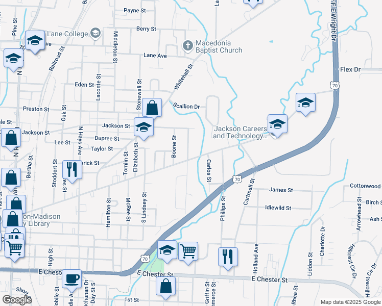 map of restaurants, bars, coffee shops, grocery stores, and more near 521 Lexington Avenue in Jackson