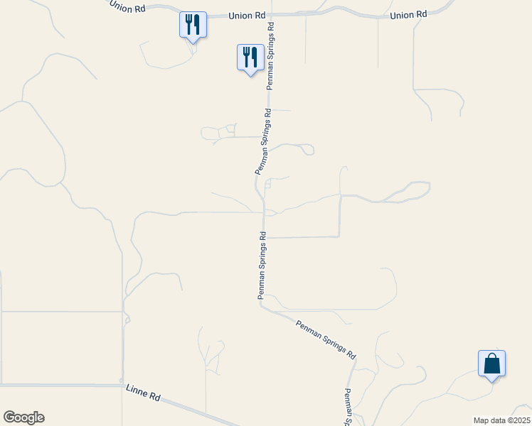 map of restaurants, bars, coffee shops, grocery stores, and more near 1340 Penman Springs Road in Paso Robles