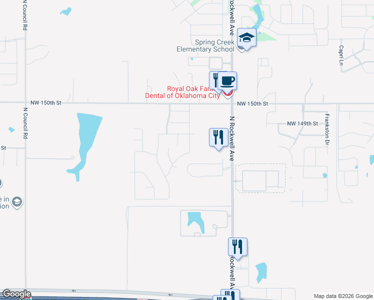 map of restaurants, bars, coffee shops, grocery stores, and more near 14717 North Turner Falls Road in Oklahoma City