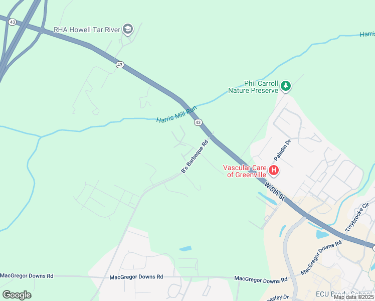 map of restaurants, bars, coffee shops, grocery stores, and more near 2913 Cedar Creek Road in Greenville
