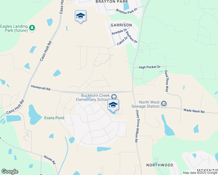 map of restaurants, bars, coffee shops, grocery stores, and more near 317 Kephart Way in Holly Springs