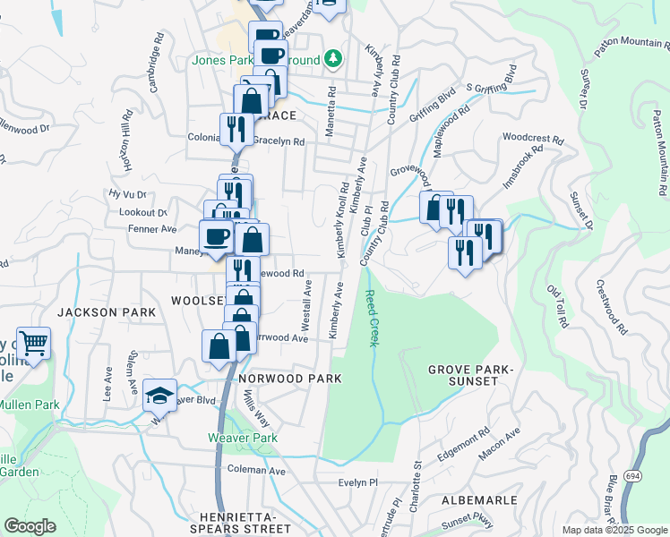 map of restaurants, bars, coffee shops, grocery stores, and more near 240 Kimberly Avenue in Asheville