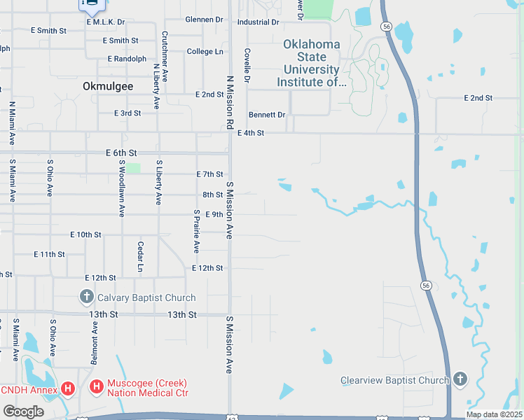 map of restaurants, bars, coffee shops, grocery stores, and more near 1905 East 9th in Okmulgee