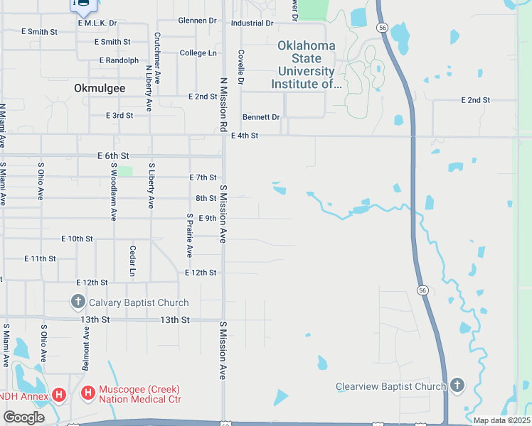 map of restaurants, bars, coffee shops, grocery stores, and more near 1905 East 9th in Okmulgee