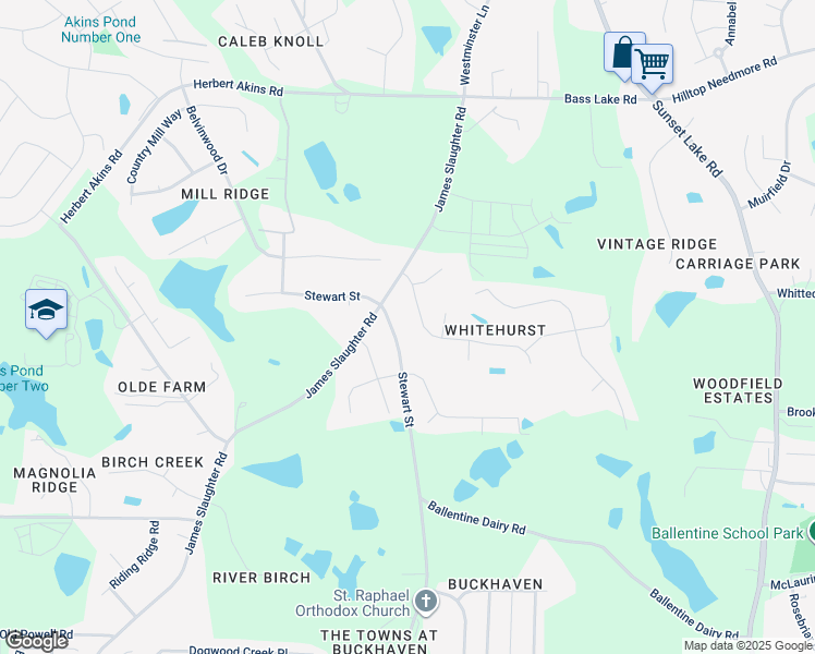map of restaurants, bars, coffee shops, grocery stores, and more near 808 White Meadows Drive in Fuquay Varina