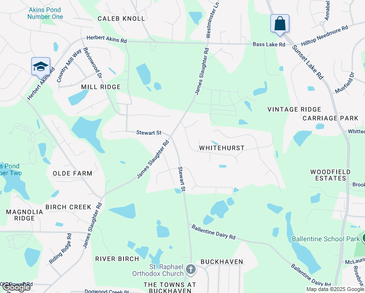 map of restaurants, bars, coffee shops, grocery stores, and more near 808 White Meadows Drive in Fuquay Varina