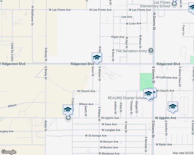 map of restaurants, bars, coffee shops, grocery stores, and more near in Ridgecrest