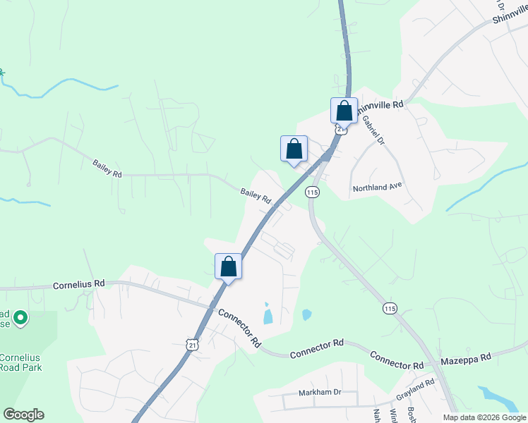 map of restaurants, bars, coffee shops, grocery stores, and more near 2068 U.S. 21 in Mooresville