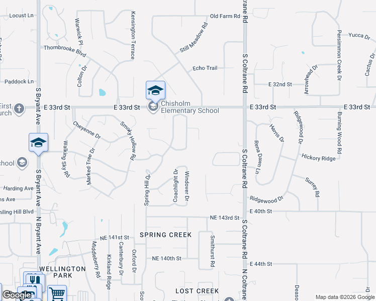 map of restaurants, bars, coffee shops, grocery stores, and more near 2420 Lytal Lane in Edmond