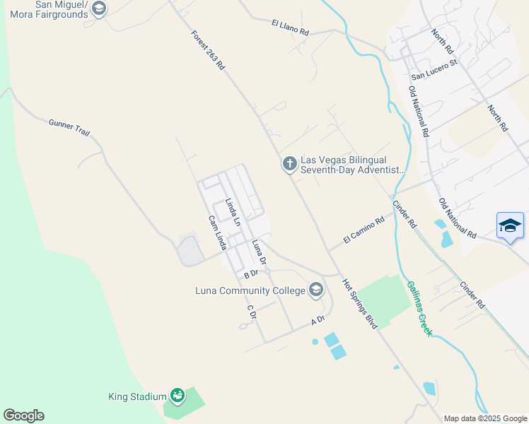 map of restaurants, bars, coffee shops, grocery stores, and more near Vistas De Vegas in San Miguel County