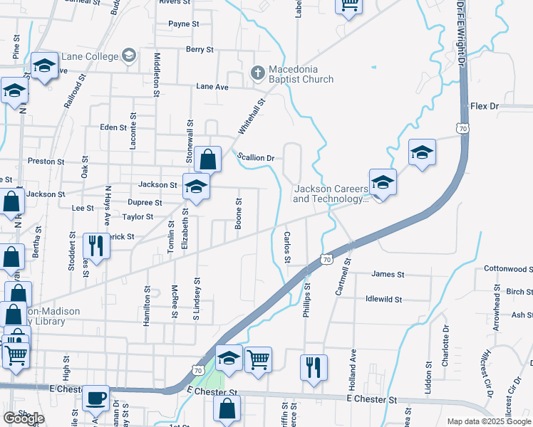 map of restaurants, bars, coffee shops, grocery stores, and more near 521 Lexington Avenue in Jackson