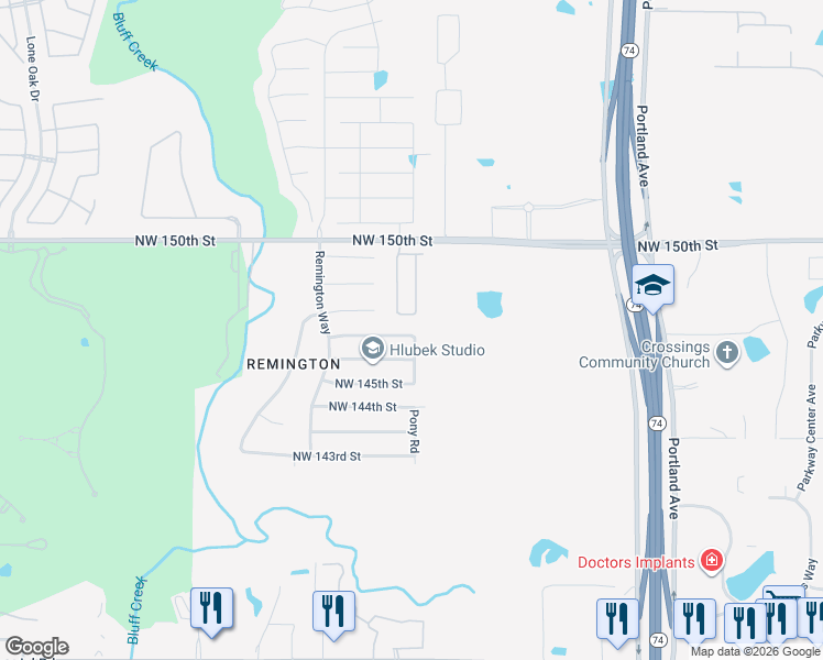 map of restaurants, bars, coffee shops, grocery stores, and more near 4100 Northwest 146th Street in Oklahoma City
