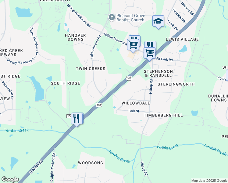 map of restaurants, bars, coffee shops, grocery stores, and more near 1904 Fayetteville Road in Fuquay Varina