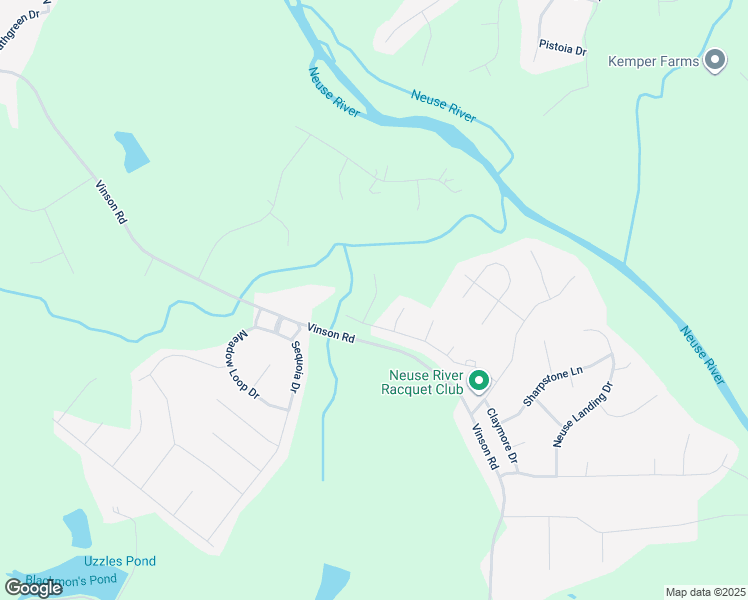 map of restaurants, bars, coffee shops, grocery stores, and more near Neuse Hollow Court in Johnston County