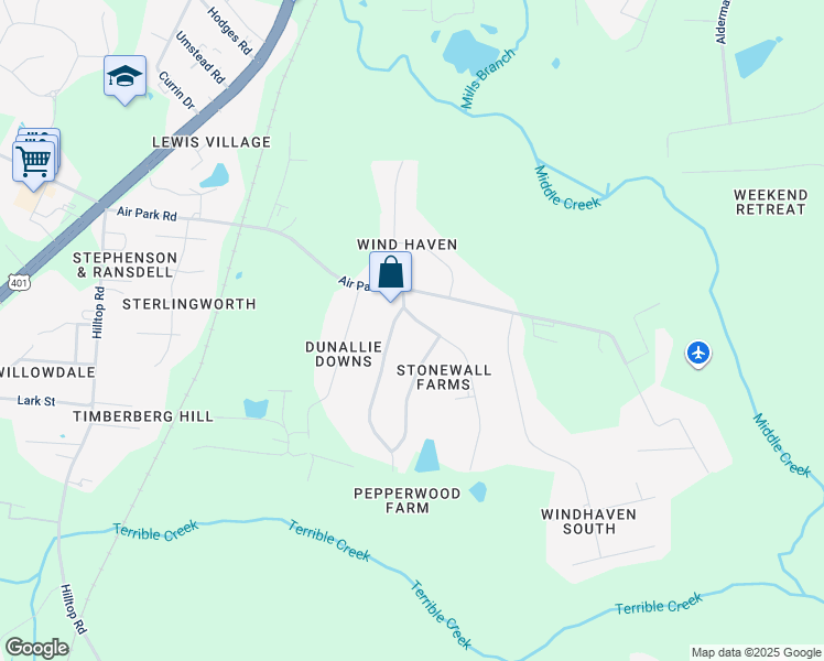 map of restaurants, bars, coffee shops, grocery stores, and more near 2210 Stonewall Farms Drive in Fuquay-Varina