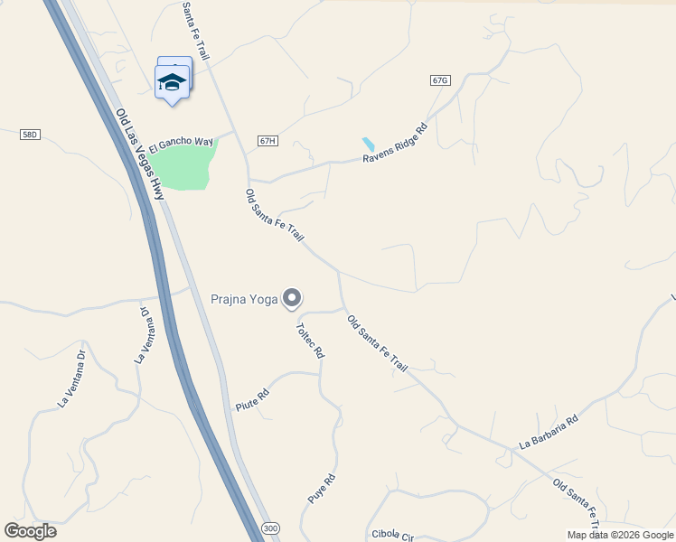 map of restaurants, bars, coffee shops, grocery stores, and more near Old Santa Fe Trail in Santa Fe