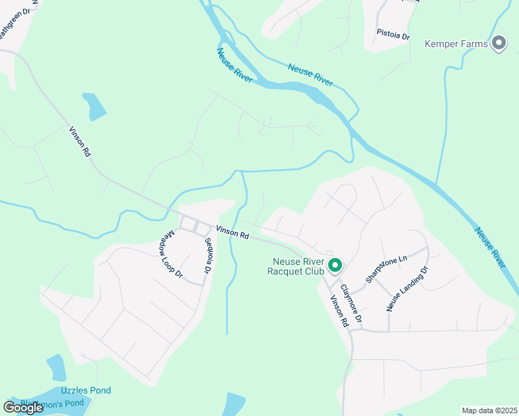 map of restaurants, bars, coffee shops, grocery stores, and more near Neuse Hollow Court in Johnston County