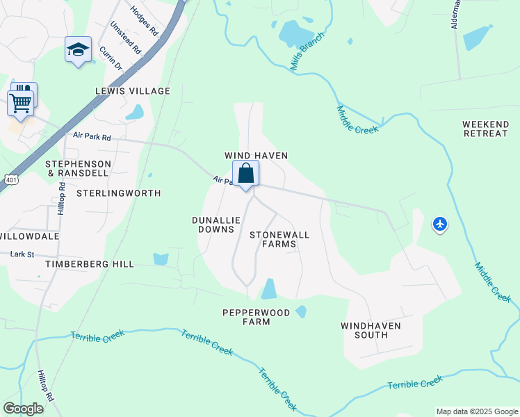 map of restaurants, bars, coffee shops, grocery stores, and more near 2210 Stonewall Farms Drive in Fuquay-Varina