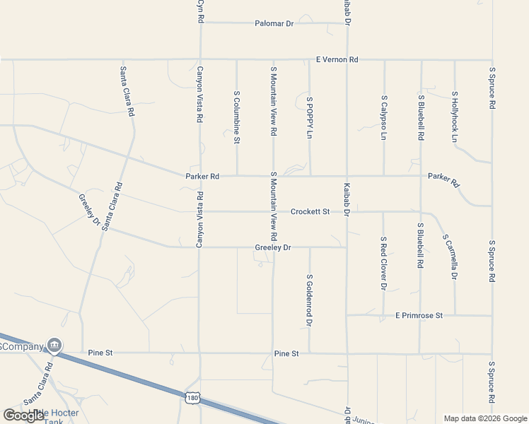 map of restaurants, bars, coffee shops, grocery stores, and more near East Crockett Drive in Valle