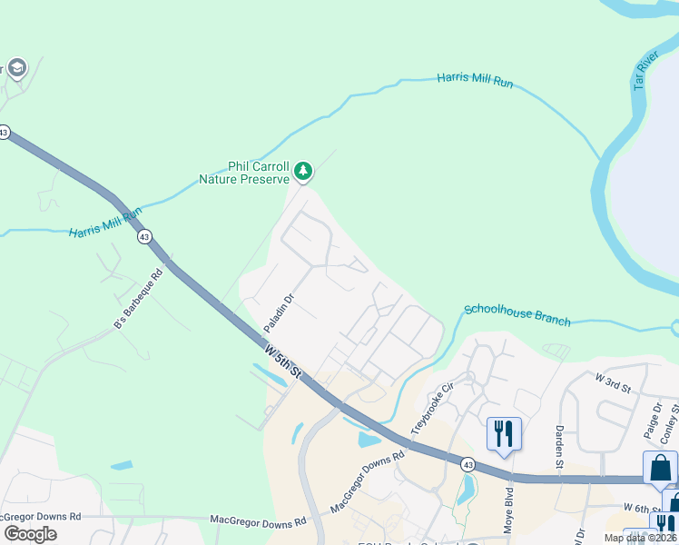 map of restaurants, bars, coffee shops, grocery stores, and more near 2508 Bluff View Court in Greenville