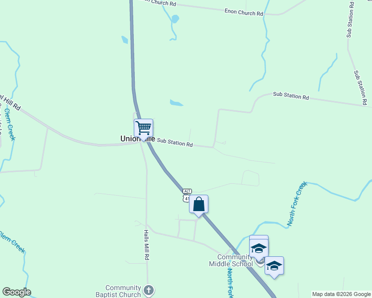 map of restaurants, bars, coffee shops, grocery stores, and more near 120 Sub Station Road in Unionville