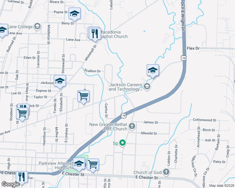 map of restaurants, bars, coffee shops, grocery stores, and more near 572 Lexington Avenue in Jackson