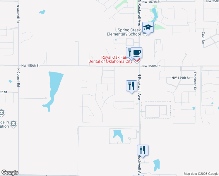 map of restaurants, bars, coffee shops, grocery stores, and more near 14717 North Turner Falls Road in Oklahoma City