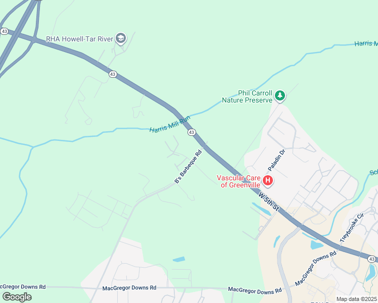 map of restaurants, bars, coffee shops, grocery stores, and more near 2900 Cedar Creek Road in Greenville