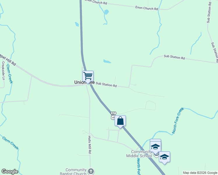 map of restaurants, bars, coffee shops, grocery stores, and more near 120 Sub Station Road in Unionville