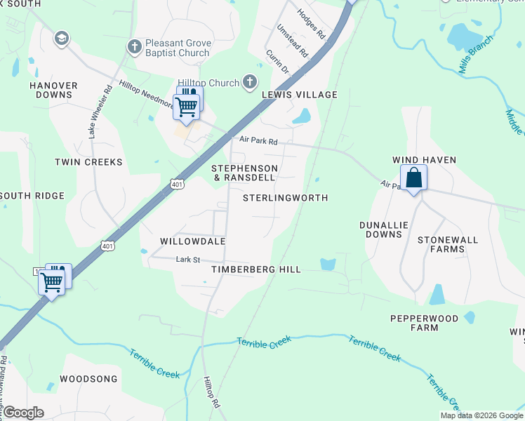 map of restaurants, bars, coffee shops, grocery stores, and more near 2121 Colorwood Court in Fuquay-Varina