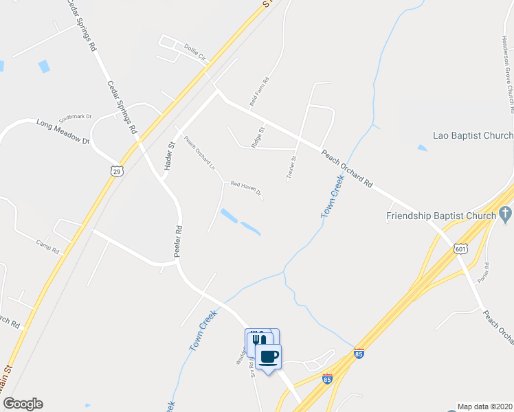 map of restaurants, bars, coffee shops, grocery stores, and more near 1050 Red Haven Drive in Salisbury