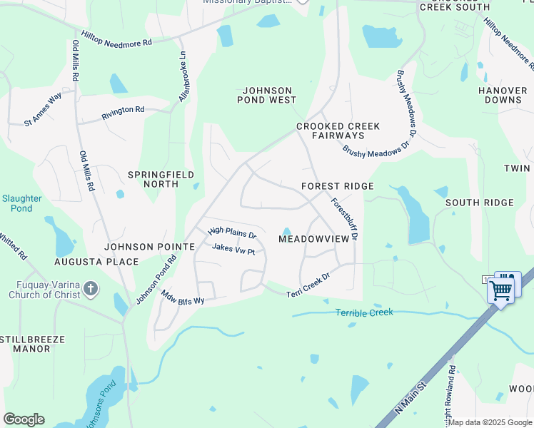 map of restaurants, bars, coffee shops, grocery stores, and more near 2637 Bloomsberry Ridge Drive in Fuquay Varina