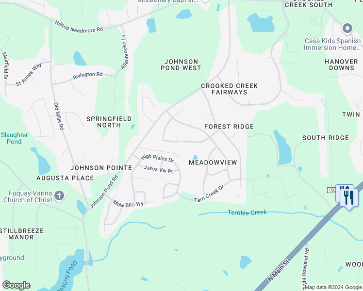 map of restaurants, bars, coffee shops, grocery stores, and more near 2637 Bloomsberry Ridge Drive in Fuquay Varina