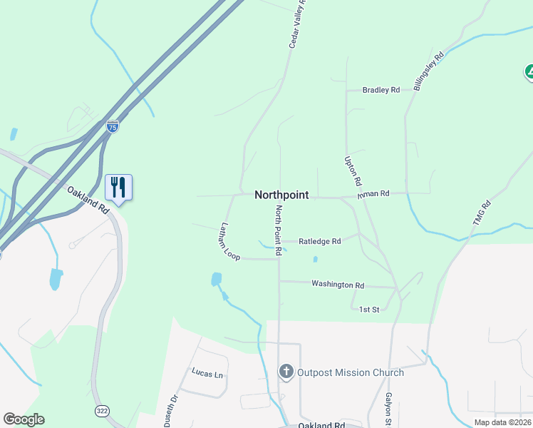 map of restaurants, bars, coffee shops, grocery stores, and more near 598 North Point Road in Sweetwater