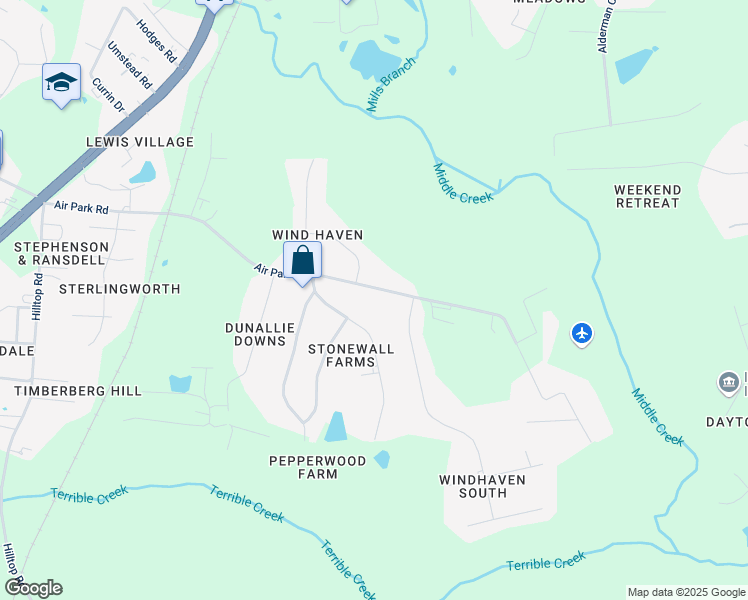 map of restaurants, bars, coffee shops, grocery stores, and more near 3445 Air Park Road in Fuquay-Varina