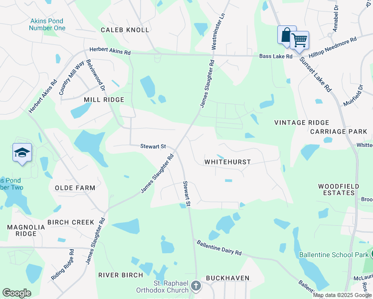map of restaurants, bars, coffee shops, grocery stores, and more near 800 White Meadows Drive in Fuquay Varina