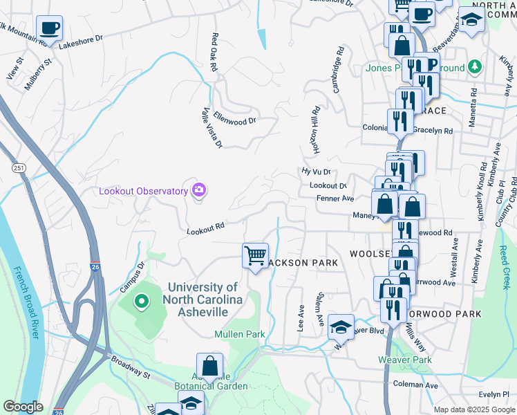 map of restaurants, bars, coffee shops, grocery stores, and more near 307 Barnard Avenue in Asheville