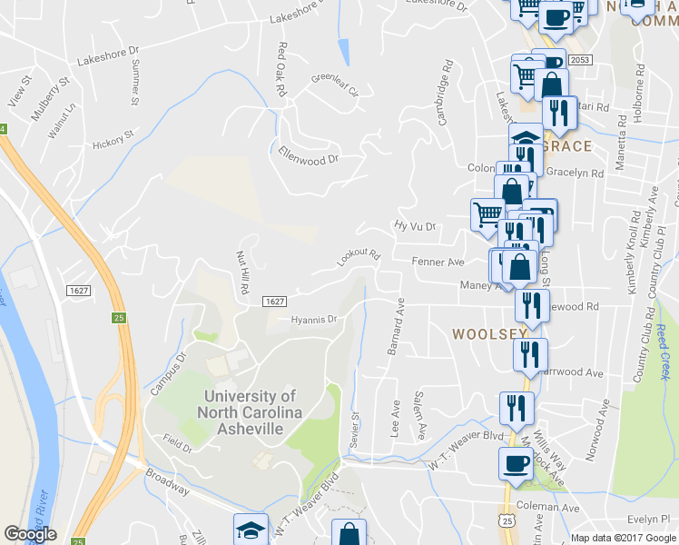 map of restaurants, bars, coffee shops, grocery stores, and more near 307 Barnard Avenue in Asheville