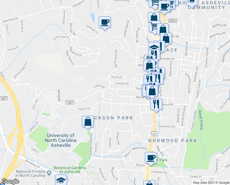 map of restaurants, bars, coffee shops, grocery stores, and more near 142 Fenner Avenue in Asheville
