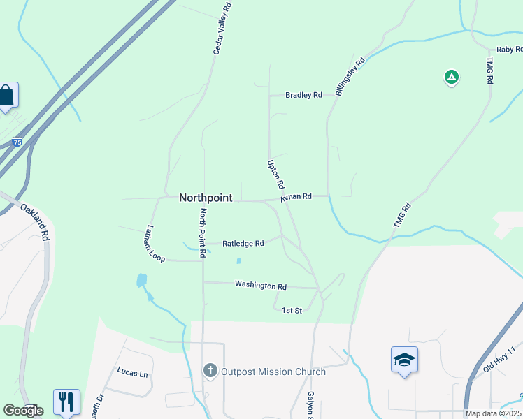 map of restaurants, bars, coffee shops, grocery stores, and more near 600 Cedar Valley Road in Sweetwater