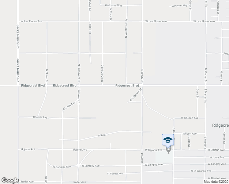 map of restaurants, bars, coffee shops, grocery stores, and more near 1841 West Ridgecrest Boulevard in Ridgecrest