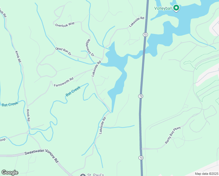 map of restaurants, bars, coffee shops, grocery stores, and more near 451 Lakeside Road in Vonore