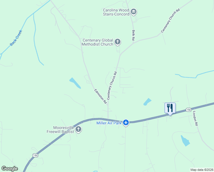 map of restaurants, bars, coffee shops, grocery stores, and more near 320 Centenary Church Road in Mount Ulla