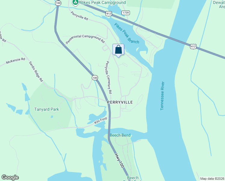 map of restaurants, bars, coffee shops, grocery stores, and more near 325 Perryville Cemetery Road in Parsons